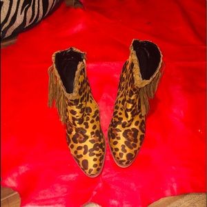 Cheetah print booties